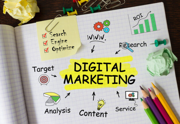 Notebook,With,Tools,And,Notes,About,Digital,Marketing,concept